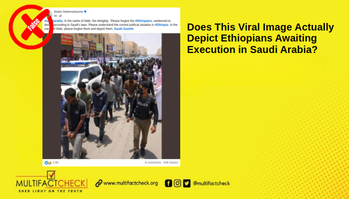 Thumbnail image of a fact-checked article about Ethiopian migrants facing execution in Saudi Arabia