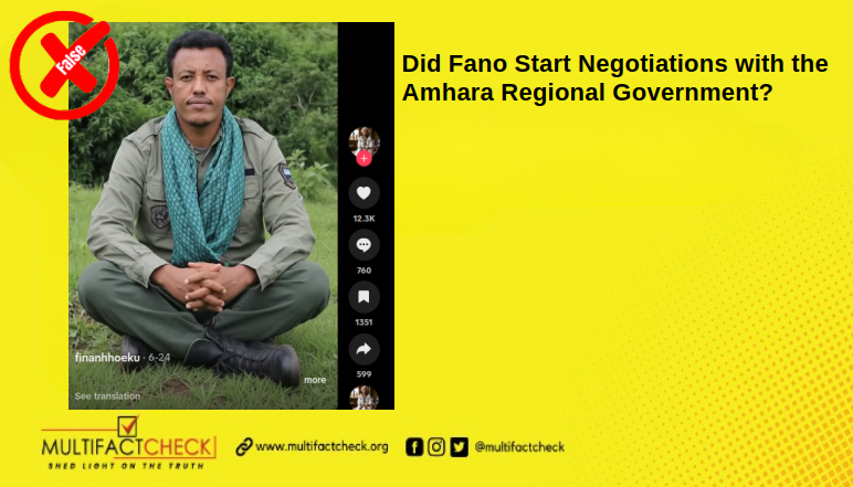 Thumbnail image of a fact-checked article about Fano peace negotiations with the Amhara regional government