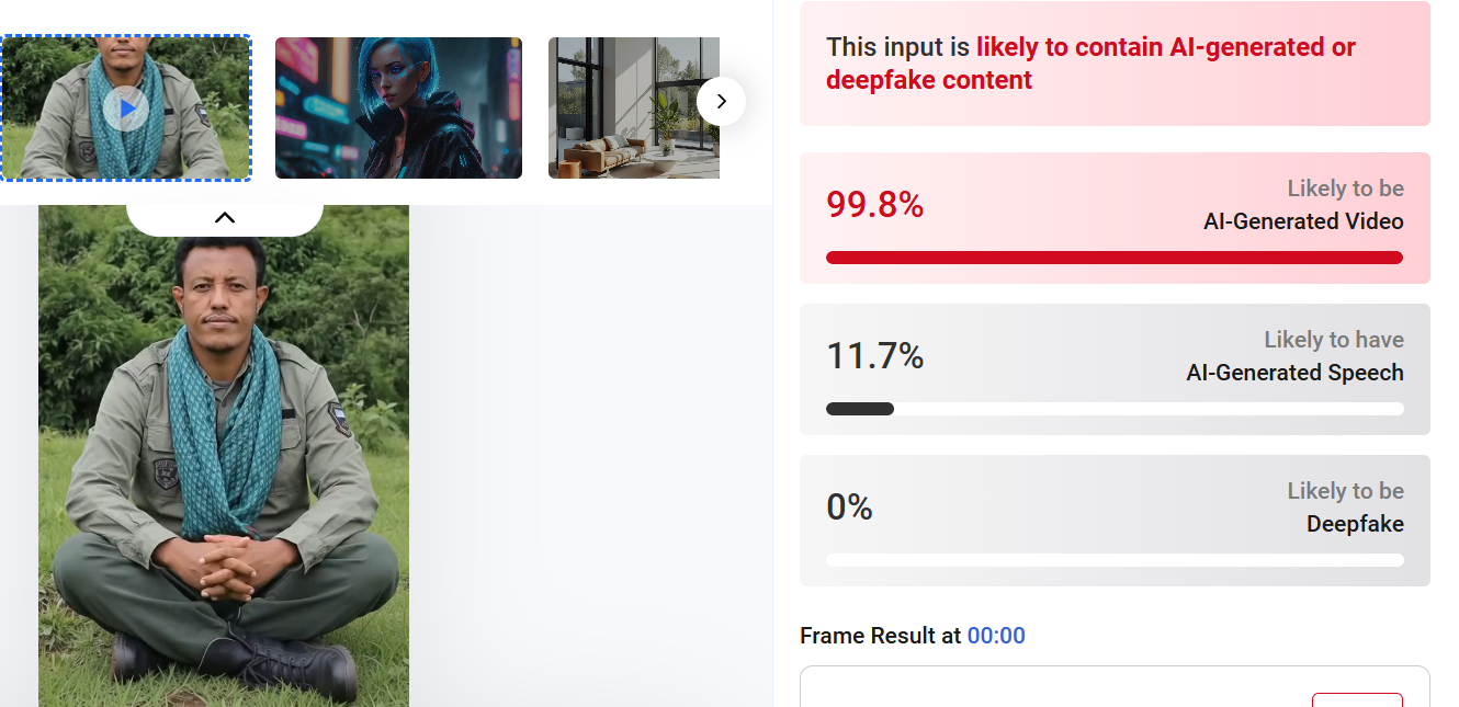 A screenshot of the Hive Moderation AI detection tool's diagnostic results