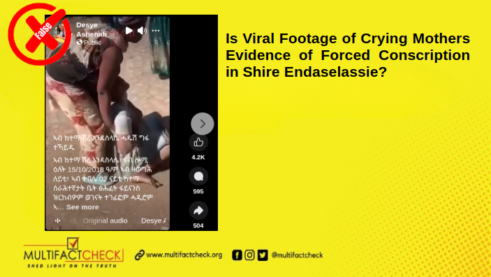 Thumbnail image of a fact-checked article about crying Mothers due to Forced Conscription in Tigray